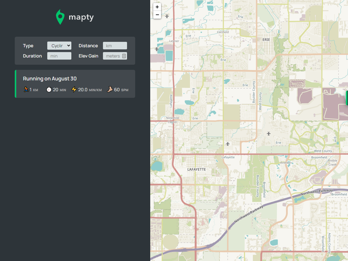 Mapty website mockup image